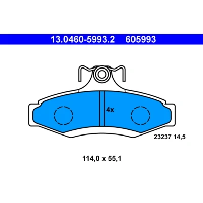 Kuva ATE 13.0460 5993.2 Jarrupalat Ei kulumisenilmaisimelle, Ilman kulumisenilmaisinta