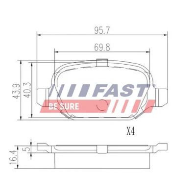 Kuva FAST FT29104 Jarrupalat Taka akseli Ilman kulumisenilmaisinta ALFA ROMEO: 147, 156 Sedan, GT, FIAT: Linea