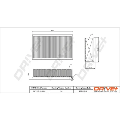 Kuva Dr!ve+ DP1110.10.0424 Ilmansuodatin 68 161 292 Suodatinpanos PEUGEOT: 3008 II SUV, 5008 II, 308 SW 2, CITROËN: C4 Grand Picasso Jumpy III Van