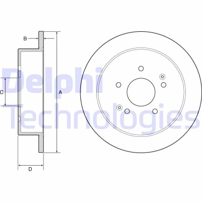 Kuva DELPHI BG4940C Jarrulevyt 284 10 5 täysi pinnoitettu käsittelemätön ilman pyöränlaakeria, ABS sensorirengasta SSANGYONG: Korando III SUV