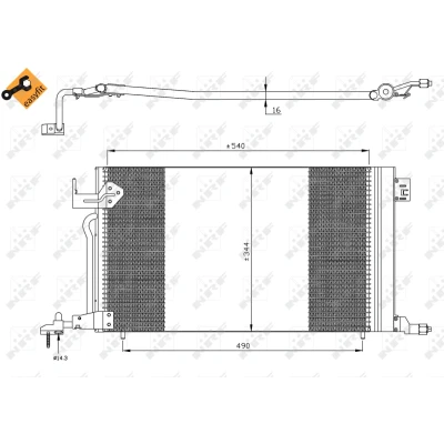 Kuva NRF EASY FIT 35304 Ilmastoinnin Lauhdutin Tiivisterenkaalla 14,3 8,5 Alumiini 540 R 134 CITROËN: Xsara Hatchback, Farmari