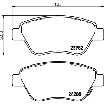 Kuva HELLA 8DB 355 012 831 Jarrupalat akustisella kulumavaroittimella Jarrusatulan ruuveilla Tarvikkeilla OPEL: Corsa D Hatchback