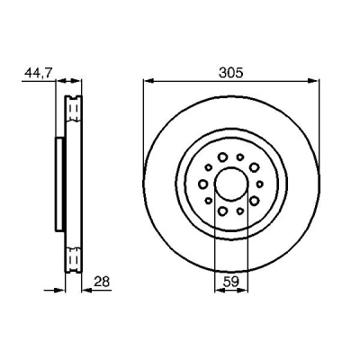 Kuva BOSCH Jarrulevy ALFA ROMEO: 147, 156 Sedan 305mm 28mm 5 98mm Tuuletettu, tuuletettu sisältä rasvattu 0 986 478 711 60652186,60670801,71769482