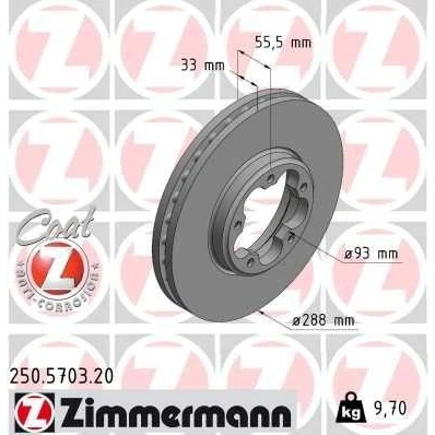Kuva ZIMMERMANN 250.5703.20 Jarrulevyt 288 33 5/5 5 116 tuuletettu sisältä pinnoitettu FORD: Transit V363 Van, Bussi