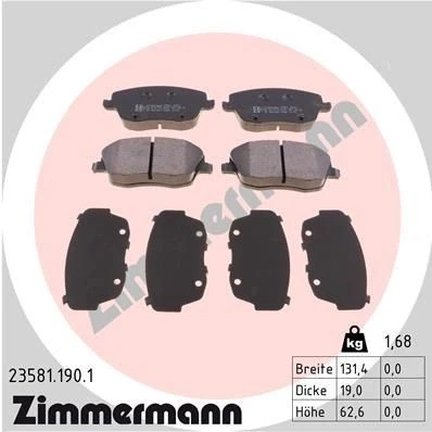 Kuva ZIMMERMANN 23581.190.1 Jarrupalat Valokuva vastaa toimituslaajuutta SKODA: Fabia 2, Roomster, I Hatchback, SEAT: Ibiza 3, 4