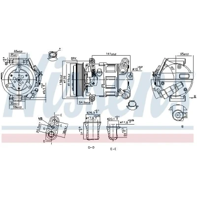 Kuva NISSENS 890801 Ilmastoinnin Kompressori 7SBH17C 12 PAG 46 YF R 134a