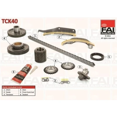 Kuva FAI AutoParts TCK40 Jakoketjusarja Tiivisteillä, Hammaspyörillä Yksinkertainen, Niittiketju MITSUBISHI: PAJERO 3, 4
