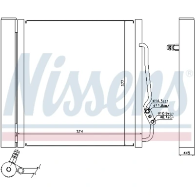 Kuva NISSENS 94543 Ilmastoinnin Lauhdutin Vedenerottimella Alumiini 374 R 134a