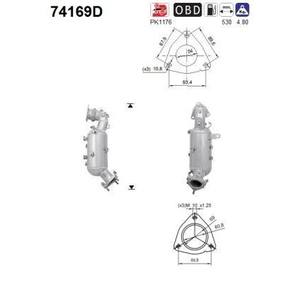 Kuva AS 74169D Katalysaattori Euro 5 530mm