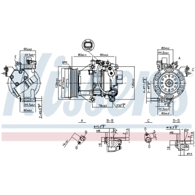 Kuva NISSENS 89554 Ilmastoinnin Kompressori 5SER09C 12 PAG 46 R 134a TOYOTA: Yaris I Hatchback