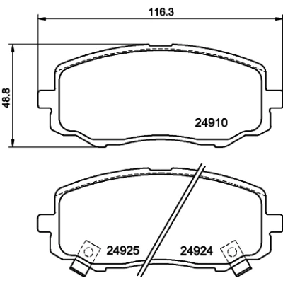 Kuva HELLA 8DB 355 014 901 Jarrupalat akustisella kulumavaroittimella HYUNDAI: i20 I Hatchback, II Hatchback