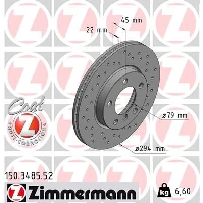 Kuva ZIMMERMANN SPORT COAT Z 150.3485.52 Jarrulevyt 294 22 6/5 5 120 tuuletettu sisältä, reijitetty pinnoitettu hiiliteräs MINI: Countryman