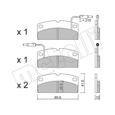 Kuva METELLI 22 1231 0 Jarrupalat Sis. kulumisenilmaisimen