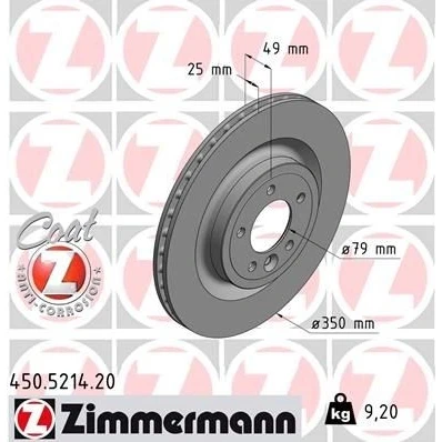 Kuva ZIMMERMANN COAT Z 450.5214.20 Jarrulevyt 350 25 6/5 5 120 tuuletettu sisältä pinnoitettu hiiliteräs LAND ROVER: Range Rover Sport, Discovery