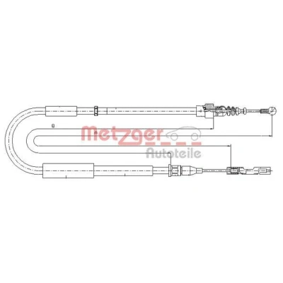 Kuva METZGER 10.7514 Käsijarruvaijeri Taakse, vasen, Takana 1125/912 Levyjarru COFLE AUDI: A2