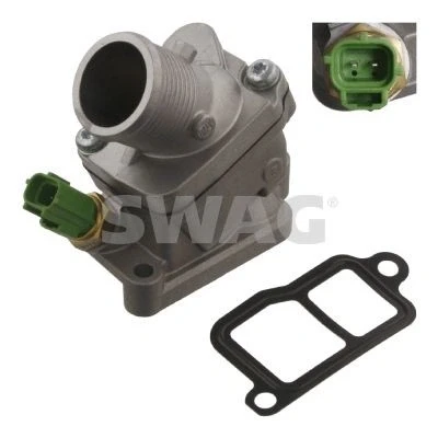 Kuva SWAG 55 93 4850 Termostaatti 90 Tiivisteillä Anturilla Alumiinivalu Kopalla VOLVO: V50, V70 2, 3