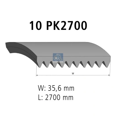 Kuva DT Spare Parts 1.21896 Moniurahihna 2700mm 10 EPDM (eteenipropeeni dieeni kumi)