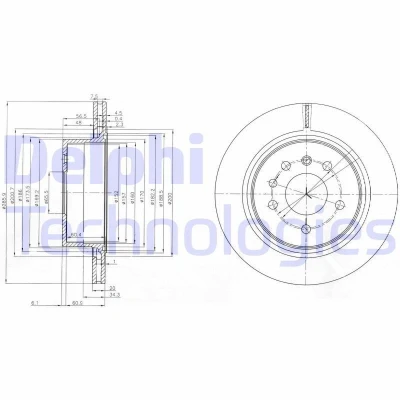 Kuva DELPHI BG4043 Jarrulevyt 286 20 5 Tuuletettu rasvattu käsittelemätön ilman pyöränlaakeria, ABS sensorirengasta OPEL: Omega B Sedan