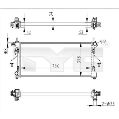 Kuva TYC 709 0020 R Jäähdytin 780 378 34 Käsivaihteisto Jäähdytysrivat mekaan. kiinnitetyt FIAT: Ducato III Flatbed Kuorma auto / Alusta, Van