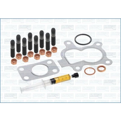Kuva AJUSA JTC11274 Asennussarja Turboahdin with studs, syringe oil Tiivisteillä asennusohjeella FORD: FIESTA 6, 6 Van, PEUGEOT: 307 Hatchback