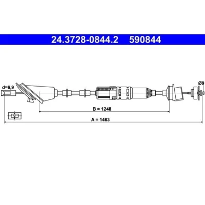 Kuva ATE 24.3728 0844.2 Kytkinvaijeri Automaattisella säädöllä PEUGEOT: 106 II Hatchback