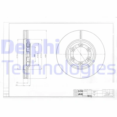 Kuva DELPHI BG4175 Jarrulevyt 280 27 6 Tuuletettu rasvattu käsittelemätön ilman pyöränlaakeria, ABS sensorirengasta ISUZU: D Max 1 Pickup
