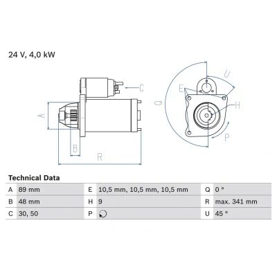 Kuva BOSCH 0 986 011 280 Starttimoottori 24 4 9 SCANIA: 2 series