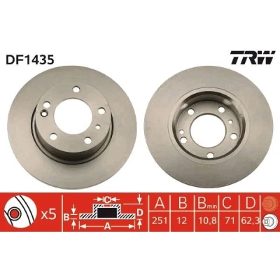Kuva TRW DF1435 Jarrulevyt 251 12 5 108 täysi Lakattu