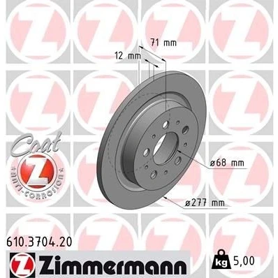 Kuva ZIMMERMANN COAT Z 610.3704.20 Jarrulevyt 277 12 10/5 5 108 täysi pinnoitettu VOLVO: V90 I Farmari