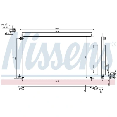 Kuva NISSENS 940354 Ilmastoinnin Lauhdutin Vedenerottimella Alumiini 706 R 134a