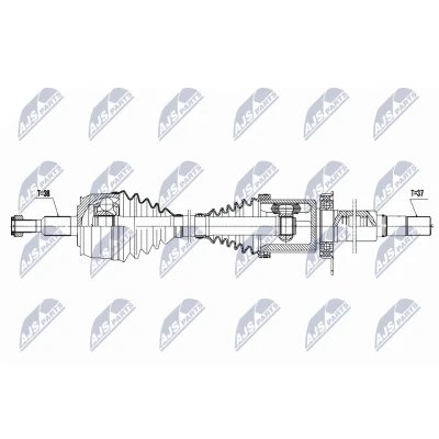 Kuva NTY NPW VW 131 Vetoakseli Etuakseli, oikea 1054, 430 Automaattivaihteisto laakerilla VOLKSWAGEN: Transporter 5, Multivan 5 (7HM, Bus