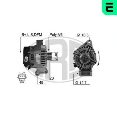 Kuva ERA 210357A Laturi 14V 105A FORD: Focus 2 Kombi, 2, Mk1 Hatchback