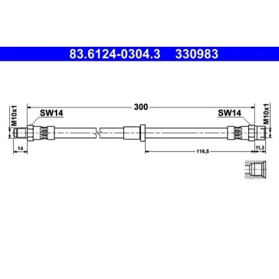 Kuva ATE 83.6124 0304.3 Jarruletku 300 M10x1 VOLVO: V70 2, S60 I