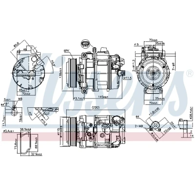 Kuva NISSENS 89599 Ilmastoinnin Kompressori 7SEU17C 12 PAG 46 R 134a BMW: 3 Touring, Sedan, 1 Hatchback
