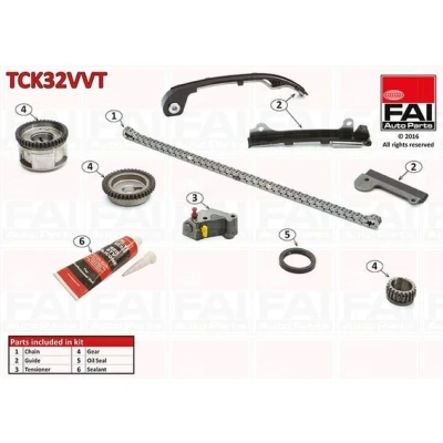 Kuva FAI AutoParts TCK32VVT Jakoketjusarja Tiivisteillä, Hammaspyörillä Yksinkertainen, Ketju hiljainen NISSAN: Almera 2 Limousine, Primera Sedan