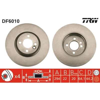 Kuva TRW DF6010 Jarrulevyt 294 22 4 100 Tuuletettu MINI: Hatchback, Clubman, Cabriolet