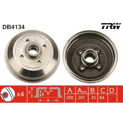 Kuva TRW DB4134 Jarrurumpu ilman ABS sensorirengasta OPEL: Corsa B Hatchback