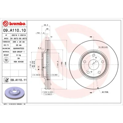 Kuva Jarrulevy, Etuakseli LEXUS ES, RX, TOYOTA CAMRY Sedan, HARRIER, HIGHLANDER / KLUGER OE 4351233100, 4351248010, 4351248011