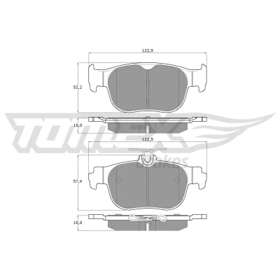 Kuva TOMEX brakes TX 60 11 Jarrupalat Taka akseli Ei kulumisenilmaisimelle SKODA: Octavia IV Combi, VOLKSWAGEN: Golf VIII Hatchback, Caddy V Kombi