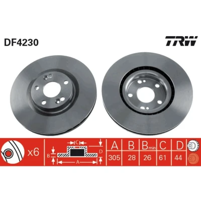 Kuva TRW DF4230 Jarrulevyt 305 28 5 108 Tuuletettu Lakattu
