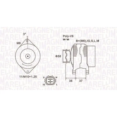 Kuva MAGNETI MARELLI 063731889010 Laturi 14V 90A TOYOTA: Yaris II Hatchback