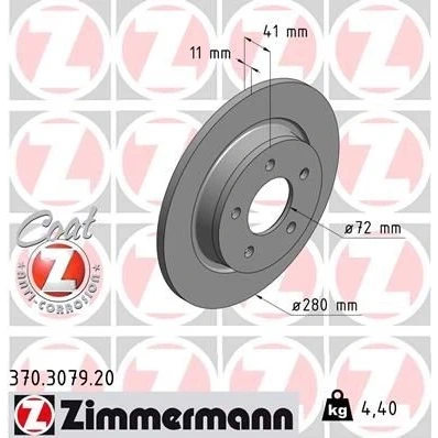 Kuva ZIMMERMANN COAT Z 370.3079.20 Jarrulevyt 280 11 5/5 5 114 täysi pinnoitettu MAZDA: 5, 3 Hatchback, Sedan