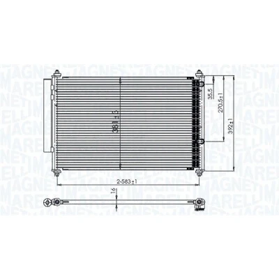 Kuva MAGNETI MARELLI 350203850000 Ilmastoinnin Lauhdutin Vedenerottimella 626x370x16 370 626 16 TOYOTA: Yaris III Hatchback