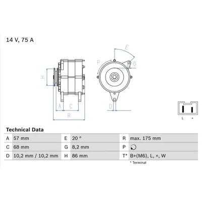 Kuva BOSCH 0 986 034 861 Laturi 14V 75A