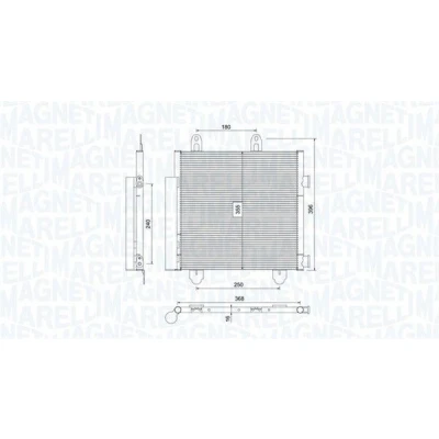 Kuva MAGNETI MARELLI 350203794000 Ilmastoinnin Lauhdutin Vedenerottimella 368x355x16 355 368 16