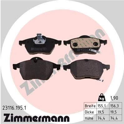 Kuva ZIMMERMANN 23116.195.1 Jarrupalat akustisella kulumavaroittimella Valokuva vastaa toimituslaajuutta SAAB: 9 5 Farmari, 3 Hatchback, Sedan