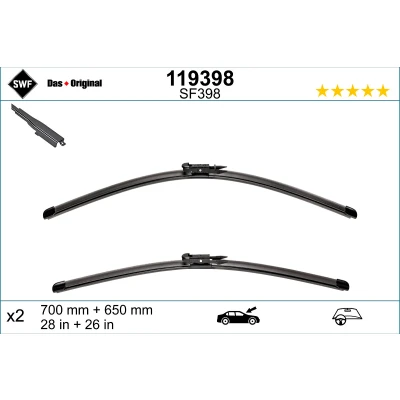 Kuva Pyyhkijänsulka Swf Visioflex 119398 Edessä Rungottomat MERCEDES BENZ: Vito Mixto, Bussi, Viano