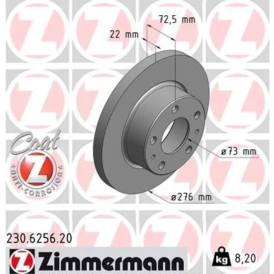 Kuva ZIMMERMANN COAT Z 230.6256.20 Jarrulevyt 276 22 7/5 5 118 täysi pinnoitettu IVECO: DAILY 3