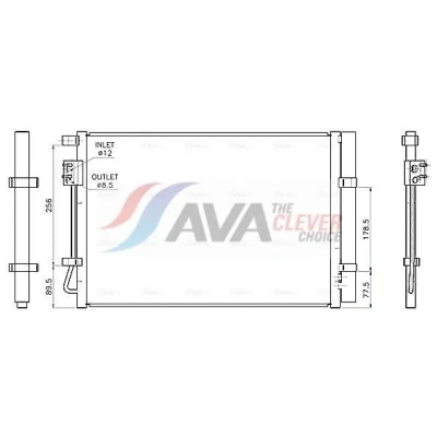 Kuva AVA COOLING SYSTEMS HY5602D Ilmastoinnin Lauhdutin Vedenerottimella 17,2mm 12,8mm Alumiini 368mm R134a