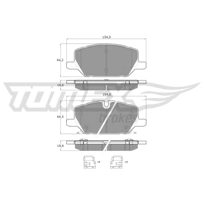 Kuva TOMEX brakes TX 60 49 Jarrupalat Etuakseli akustisella kulumavaroittimella Tarvikkeilla OPEL: Insignia B Sports Tourer, Grand Sport
